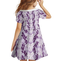 Hawaii Ti Leaf Maile Tuberose Lei Family Matching Tank Maxi Dress and Hawaiian Shirt With Hanalei Leaf Purple