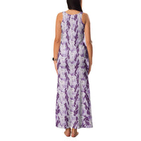 Hawaii Ti Leaf Maile Tuberose Lei Family Matching Tank Maxi Dress and Hawaiian Shirt With Hanalei Leaf Purple