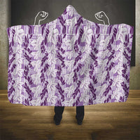 Hawaii Ti Leaf Maile Tuberose Lei Hooded Blanket With Hanalei Leaf Purple LT05 - Polynesian Pride