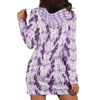 Hawaii Ti Leaf Maile Tuberose Lei Hoodie Dress With Hanalei Leaf Purple LT05 - Polynesian Pride