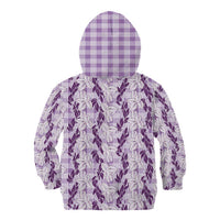 Hawaii Ti Leaf Maile Tuberose Lei Kid Hoodie With Hanalei Leaf Purple LT05 - Polynesian Pride