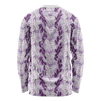 Hawaii Ti Leaf Maile Tuberose Lei Long Sleeve Shirt With Hanalei Leaf Purple LT05 - Polynesian Pride