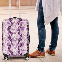 Hawaii Ti Leaf Maile Tuberose Lei Luggage Cover With Hanalei Leaf Purple LT05 Purple - Polynesian Pride