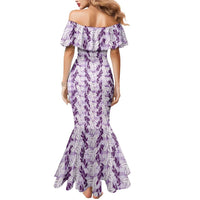 Hawaii Ti Leaf Maile Tuberose Lei Mermaid Dress With Hanalei Leaf Purple LT05 - Polynesian Pride