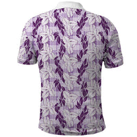 Hawaii Ti Leaf Maile Tuberose Lei Polo Shirt With Hanalei Leaf Purple LT05 - Polynesian Pride