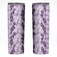 Hawaii Ti Leaf Maile Tuberose Lei Skinny Tumbler With Hanalei Leaf Purple LT05 Purple - Polynesian Pride