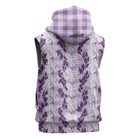 Hawaii Ti Leaf Maile Tuberose Lei Sleeveless Hoodie With Hanalei Leaf Purple LT05 - Polynesian Pride
