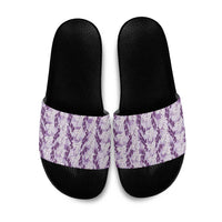 Hawaii Ti Leaf Maile Tuberose Lei Slide Sandals With Hanalei Leaf Purple LT05 Purple - Polynesian Pride