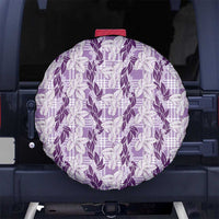 Hawaii Ti Leaf Maile Tuberose Lei Spare Tire Cover With Hanalei Leaf Purple LT05 No hole Purple - Polynesian Pride