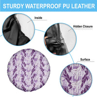 Hawaii Ti Leaf Maile Tuberose Lei Spare Tire Cover With Hanalei Leaf Purple LT05 - Polynesian Pride