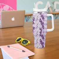 Hawaii Ti Leaf Maile Tuberose Lei Tumbler With Handle With Hanalei Leaf Purple LT05 - Polynesian Pride