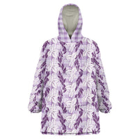 Hawaii Ti Leaf Maile Tuberose Lei Wearable Blanket Hoodie With Hanalei Leaf Purple LT05 One Size Purple - Polynesian Pride