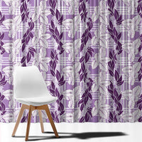 Hawaii Ti Leaf Maile Tuberose Lei Window Curtain With Hanalei Leaf Purple LT05 - Polynesian Pride