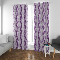 Hawaii Ti Leaf Maile Tuberose Lei Window Curtain With Hanalei Leaf Purple LT05 With Grommets Purple - Polynesian Pride