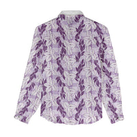 Hawaii Ti Leaf Maile Tuberose Lei Women Casual Shirt With Hanalei Leaf Purple LT05 - Polynesian Pride
