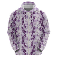 Hawaii Ti Leaf Maile Tuberose Lei Zip Hoodie With Hanalei Leaf Purple LT05 - Polynesian Pride