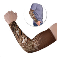 Samoa Tatau Marlin Arm Sleeves With Siapo Motifs Brown LT05 Set of 2 Brown - Polynesian Pride