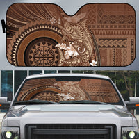 Samoa Tatau Marlin Auto Sun Shade With Siapo Motifs Brown LT05 Brown - Polynesian Pride