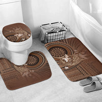 Samoa Tatau Marlin Bathroom Set With Siapo Motifs Brown LT05 Mat Set Only (3 pcs) One Size Brown - Polynesian Pride