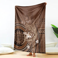 Samoa Tatau Marlin Blanket With Siapo Motifs Brown LT05 - Polynesian Pride