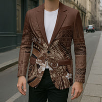 Samoa Tatau Marlin Blazer With Siapo Motifs Brown LT05 - Polynesian Pride