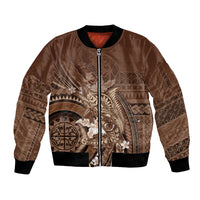 Samoa Tatau Marlin Bomber Jacket With Siapo Motifs Brown LT05 Unisex Brown - Polynesian Pride