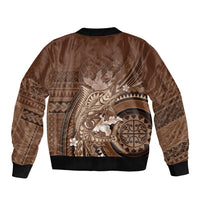 Samoa Tatau Marlin Bomber Jacket With Siapo Motifs Brown LT05 - Polynesian Pride