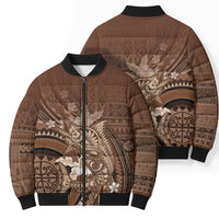 Samoa Tatau Marlin Bomber Puffer Jacket With Siapo Motifs Brown LT05 - Polynesian Pride