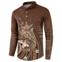 Samoa Tatau Marlin Button Sweatshirt With Siapo Motifs Brown LT05 - Polynesian Pride