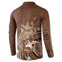 Samoa Tatau Marlin Button Sweatshirt With Siapo Motifs Brown LT05 - Polynesian Pride