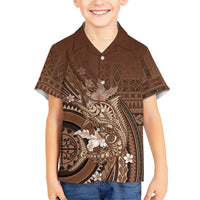 Samoa Tatau Marlin Family Matching Mermaid Dress and Hawaiian Shirt With Siapo Motifs Brown