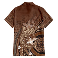Samoa Tatau Marlin Family Matching Summer Maxi Dress and Hawaiian Shirt With Siapo Motifs Brown