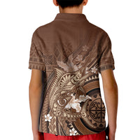 Samoa Tatau Marlin Kid Polo Shirt With Siapo Motifs Brown LT05 - Polynesian Pride