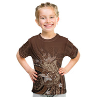 Samoa Tatau Marlin Kid T Shirt With Siapo Motifs Brown LT05 Brown - Polynesian Pride