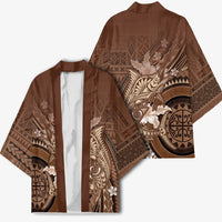 Samoa Tatau Marlin Kimono With Siapo Motifs Brown LT05 - Polynesian Pride