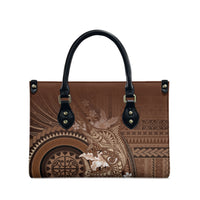 Samoa Tatau Marlin Leather Bag With Siapo Motifs Brown LT05 - Polynesian Pride