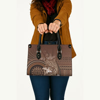 Samoa Tatau Marlin Leather Bag With Siapo Motifs Brown LT05 - Polynesian Pride