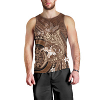 Samoa Tatau Marlin Men Tank Top With Siapo Motifs Brown LT05 - Polynesian Pride