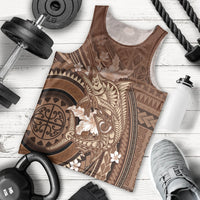 Samoa Tatau Marlin Men Tank Top With Siapo Motifs Brown LT05 - Polynesian Pride
