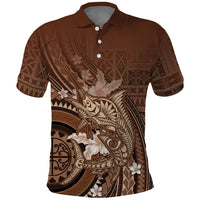 Samoa Tatau Marlin Polo Shirt With Siapo Motifs Brown LT05 Brown - Polynesian Pride