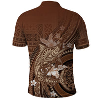 Samoa Tatau Marlin Polo Shirt With Siapo Motifs Brown LT05 - Polynesian Pride