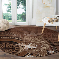 Samoa Tatau Marlin Round Carpet With Siapo Motifs Brown LT05 - Polynesian Pride
