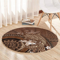 Samoa Tatau Marlin Round Carpet With Siapo Motifs Brown LT05 - Polynesian Pride