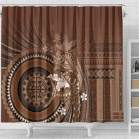 Samoa Tatau Marlin Shower Curtain With Siapo Motifs Brown LT05 - Polynesian Pride