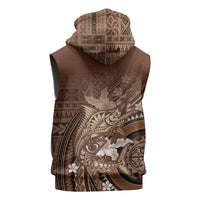 Samoa Tatau Marlin Sleeveless Hoodie With Siapo Motifs Brown LT05 - Polynesian Pride