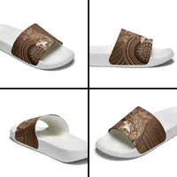 Samoa Tatau Marlin Slide Sandals With Siapo Motifs Brown LT05 - Polynesian Pride