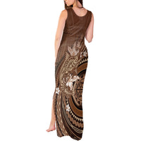 Samoa Tatau Marlin Tank Maxi Dress With Siapo Motifs Brown LT05 - Polynesian Pride