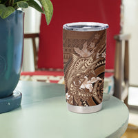 Samoa Tatau Marlin Tumbler Cup With Siapo Motifs Brown LT05 - Polynesian Pride