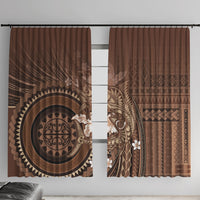 Samoa Tatau Marlin Window Curtain With Siapo Motifs Brown LT05 With Hooks Brown - Polynesian Pride