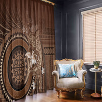 Samoa Tatau Marlin Window Curtain With Siapo Motifs Brown LT05 - Polynesian Pride